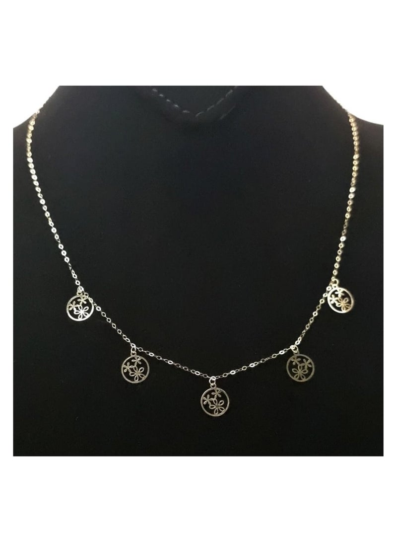 Hamsa.ae 18K Pure Gold 5 Round Flower Necklace