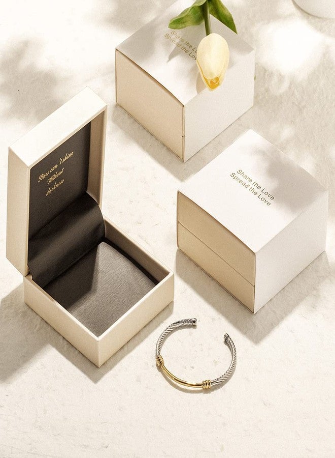 CIUNOFOR Cable Cuff Bracelets for Women, 2.4" Inner Dia. Fits 6.0”-7.0” wrists, Twisted Cable Cuff Bangle Bracelet, Stainless Steel Gold Plated Jewelry - Image 2