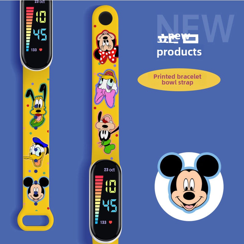 Waterproof LED Cartoon Watch for Kids Yellow-Mickey Donald Duck (head) 