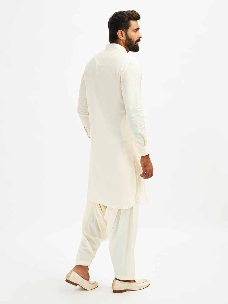 VASTRAMAY Men's Cream Viscose Pathani Kurta Set, Traditional Pathani Khan Suit Set in Soft Comfortable Feel Viscose fabric (VASMPT598CRnPTY1CR_36) - Image 5