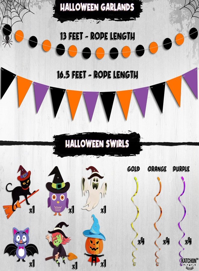 كاتشون مجموعة زينة حفلات أعياد الميلاد والهالوين من كاتشون - عبوة من 31 قطعة | لافتة عيد ميلاد سعيد للهالوين، كرات قرص العسل، مراوح ورقية، إكليل معلق من الدوامات لتزيين الأماكن الداخلية | زينة عيد ميلاد سعيد - Image 3