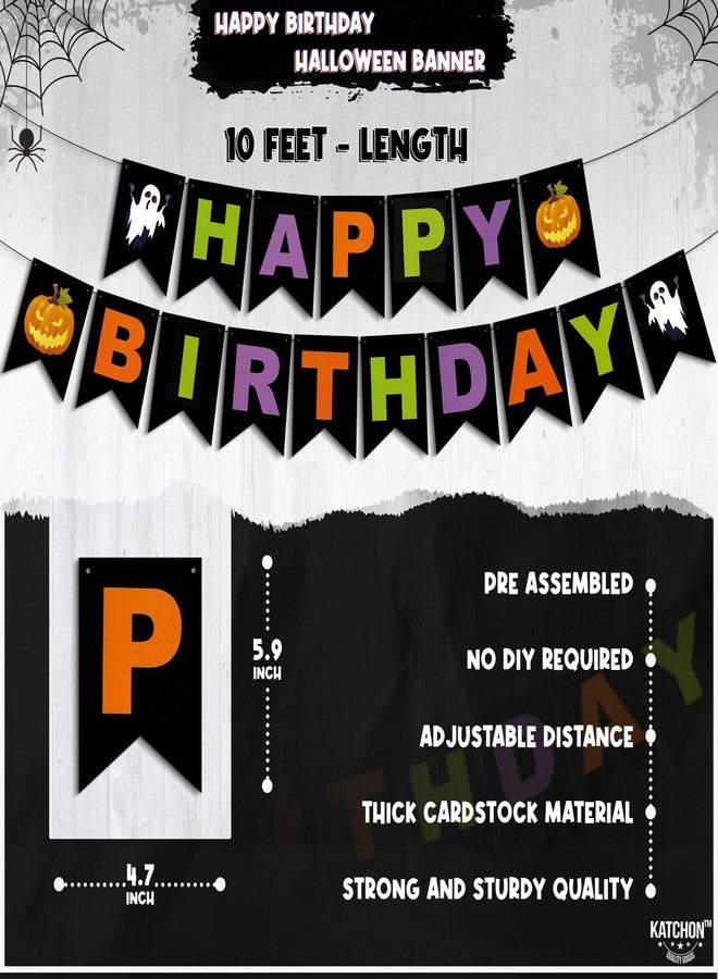 كاتشون مجموعة زينة حفلات أعياد الميلاد والهالوين من كاتشون - عبوة من 31 قطعة | لافتة عيد ميلاد سعيد للهالوين، كرات قرص العسل، مراوح ورقية، إكليل معلق من الدوامات لتزيين الأماكن الداخلية | زينة عيد ميلاد سعيد - Image 2