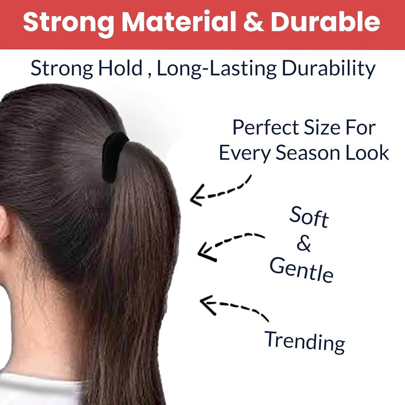 TEMPERIA (20 Pcs) Hair Band for Women & Girls - Premium Rubber Band - Elastic Ponytail Hairband Ties Accessories - Black (DN01) - Image 3