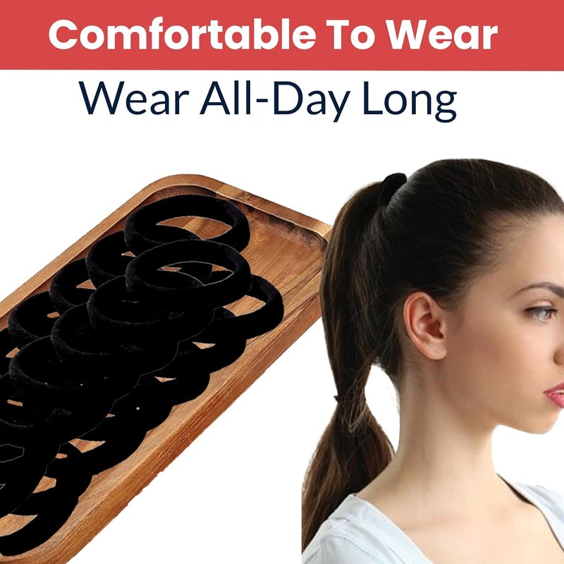 TEMPERIA (20 Pcs) Hair Band for Women & Girls - Premium Rubber Band - Elastic Ponytail Hairband Ties Accessories - Black (DN01) - Image 4