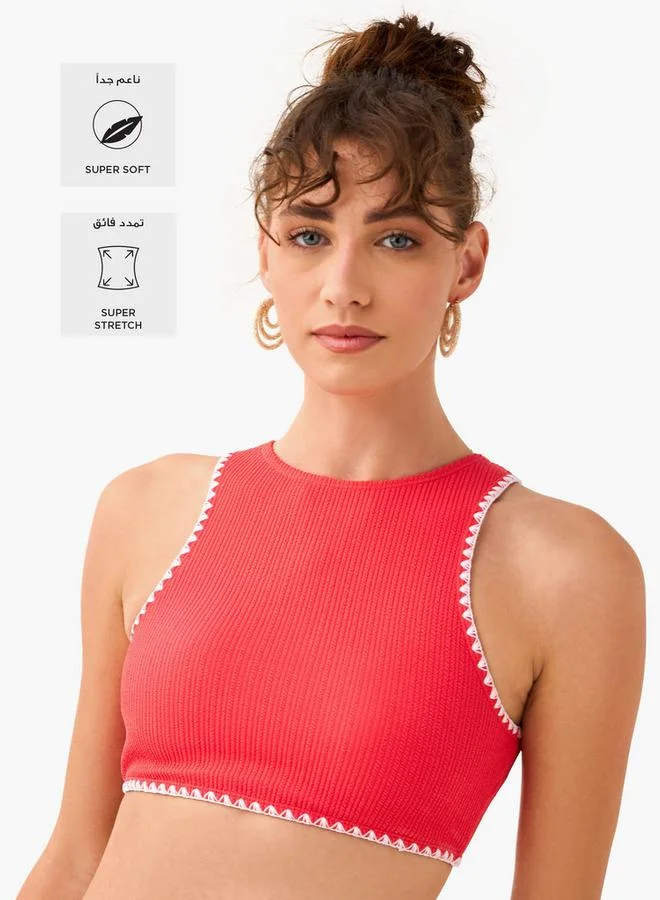 Splash FAV Crochet Trim 2-Piece Ribbed Bikini Set