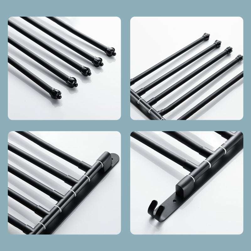 Wall Mount Swivel Towel Bar Multi-bars 180 Degree Swiveling Towel Rack - Heavy Duty Aluminum Towel Bar Holder with Hooks for Bathroom Kitchen - Image 3