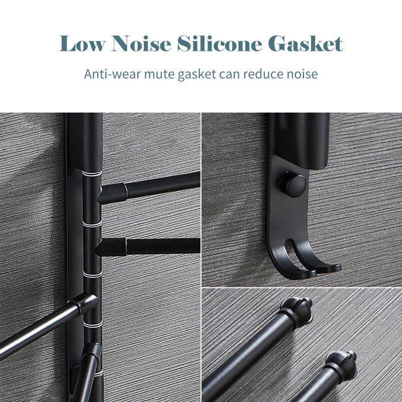 Wall Mount Swivel Towel Bar Multi-bars 180 Degree Swiveling Towel Rack - Heavy Duty Aluminum Towel Bar Holder with Hooks for Bathroom Kitchen - Image 4