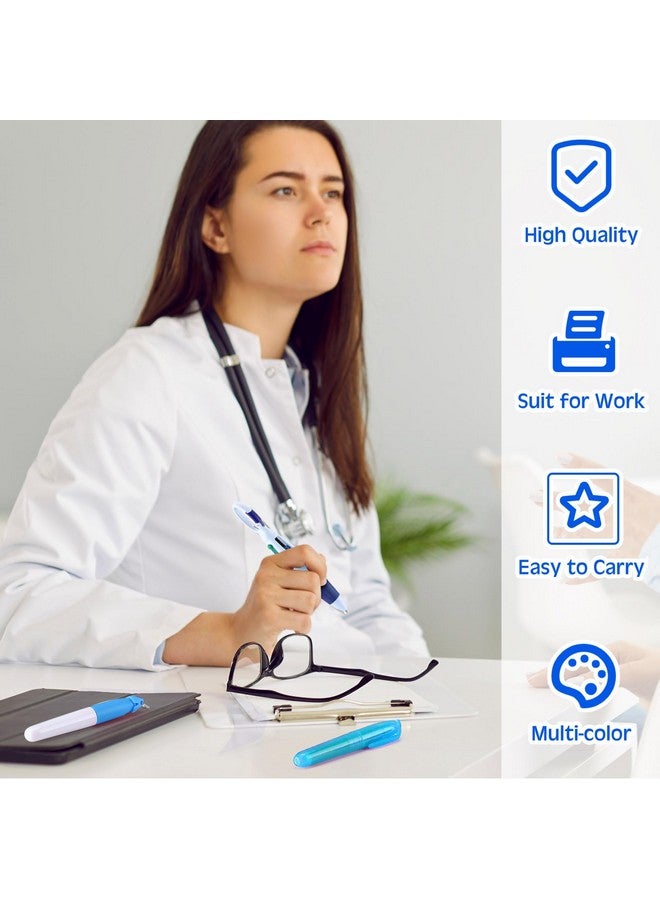 Sherr 25 Sets Mini Highlighter Nurse Pens Including Retractable Shuttle Pens Highlighter Pen Permanent Marker Nursing Keychain Clip Nurse Badge For Nursing Student School Staff(Blue)  - Image 3