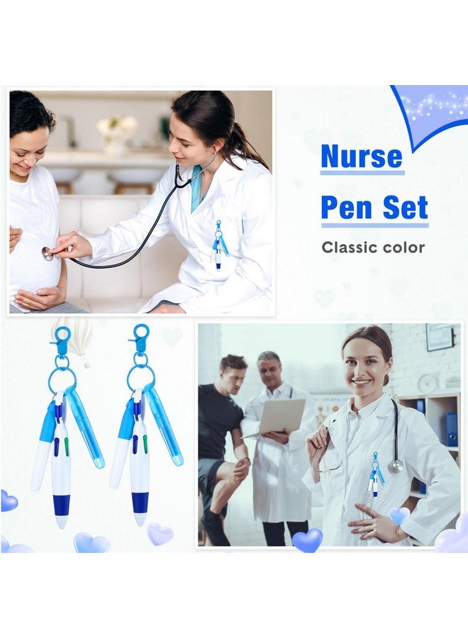 Sherr 25 Sets Mini Highlighter Nurse Pens Including Retractable Shuttle Pens Highlighter Pen Permanent Marker Nursing Keychain Clip Nurse Badge For Nursing Student School Staff(Blue)  - Image 5