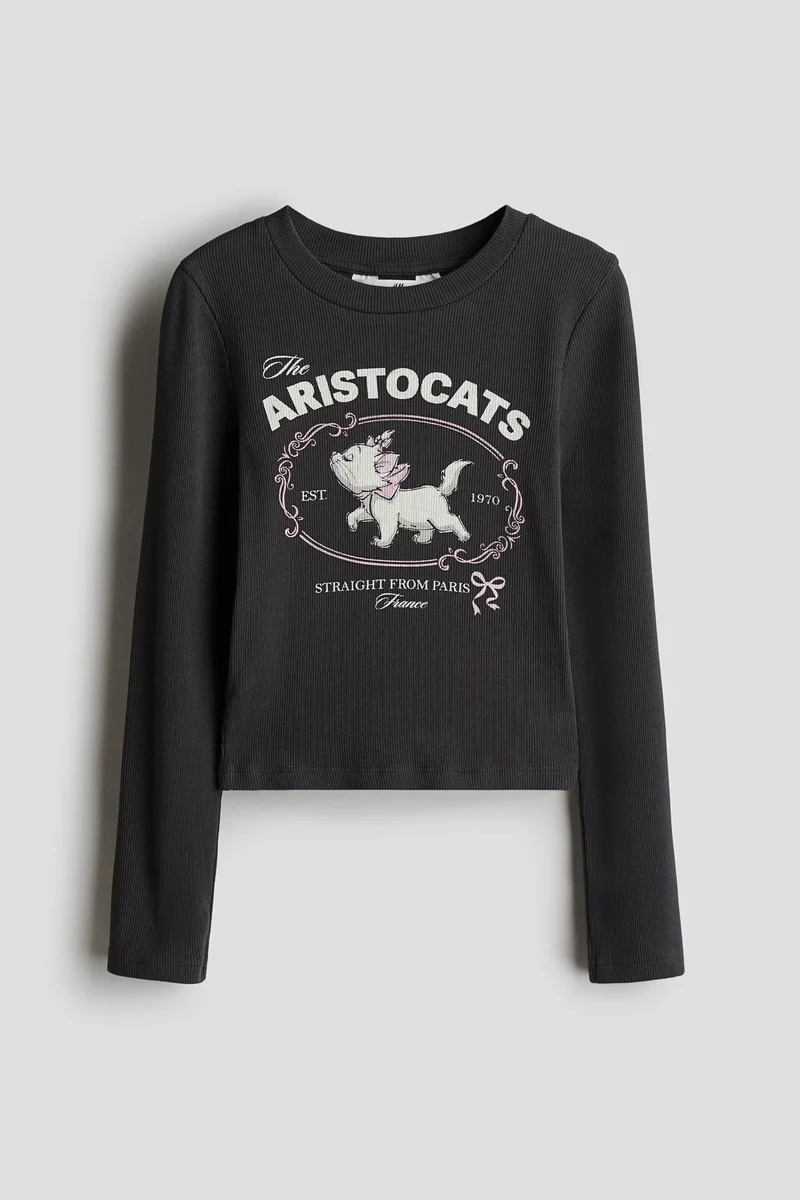 اتش اند ام Print-motif jersey top