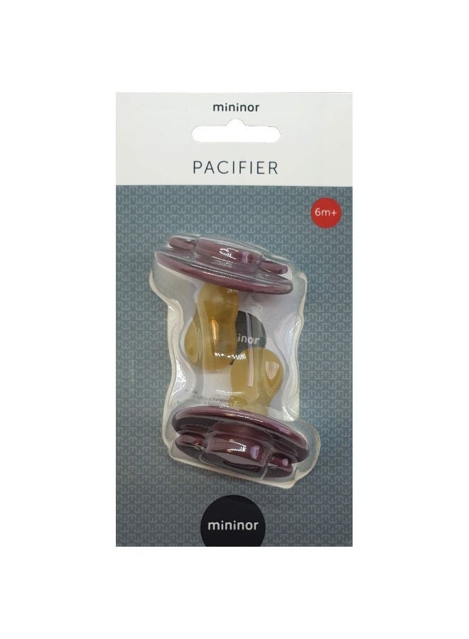 Mininor Round Pacifier Latex  6M+  2pcs  Heath Flower - Image 1