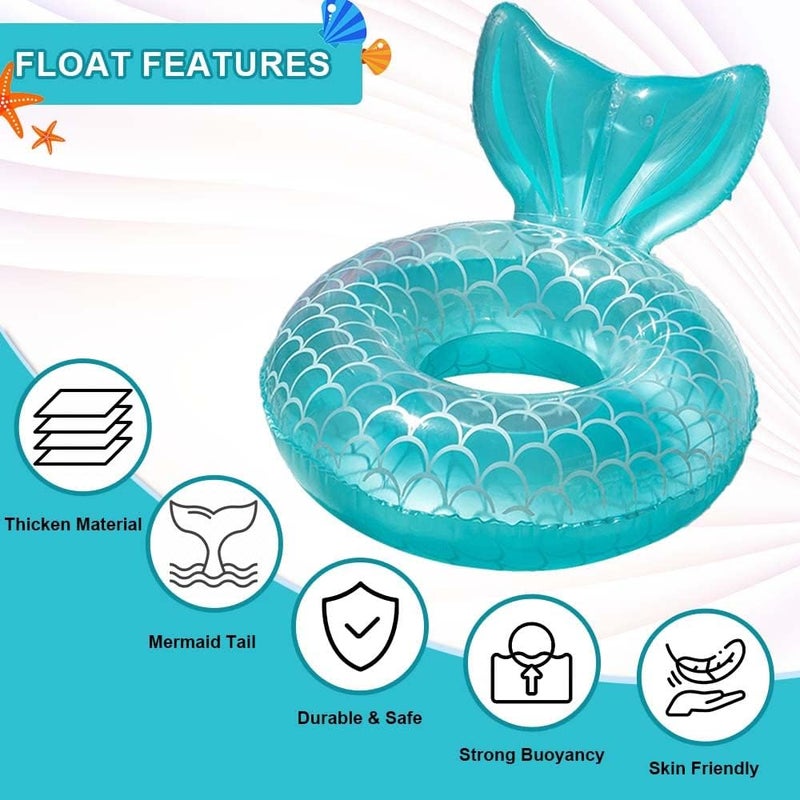 Ginkago Inflatable Pool Float Fun Beach Floaties Blue Swim Ring Sequins Pool Tubes Pool Raft Lounger Toy Swimming Pool Party Decorations for Adults Kids - Image 2
