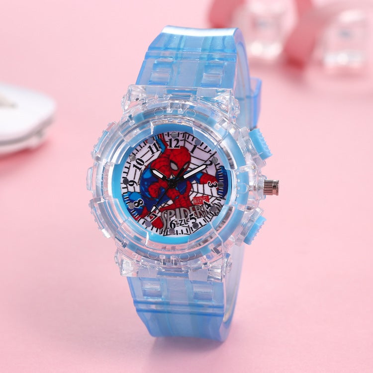 Spider-Man Kids Watch Cartoon Quartz Wristwatch Light Blue 