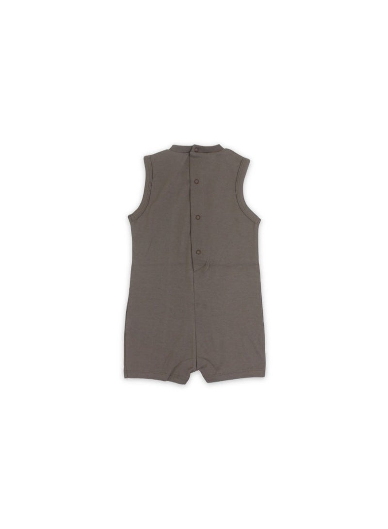 Pompelo Unisex Baby Cotton Romper – Brown with Teddy Bear Print - Image 2