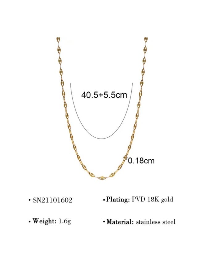 Luxuria A sleek, modern choker in 18k gold-plated stainless steel, featuring a simple twisted chain adorned with delicate faux beads and a thin clasp – perfect for everyday wear. - Image 4