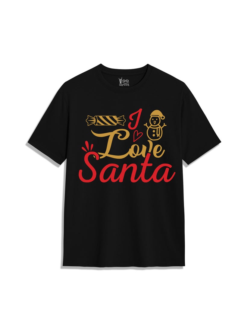 Yoo Street I LOVE SANTA  FESTIVE HOLIDAY T-SHIRT FOR CHRISTMAS CELEBRATIONS
