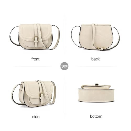 AFKOMST Crossbody Bags for Women,Small Saddle Purse and Boho Cross Body Handbags,Vegan Leather, Beige - Image 3