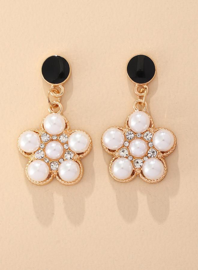Take Two Faux Pearl Floral Drop Earrings - Image 1