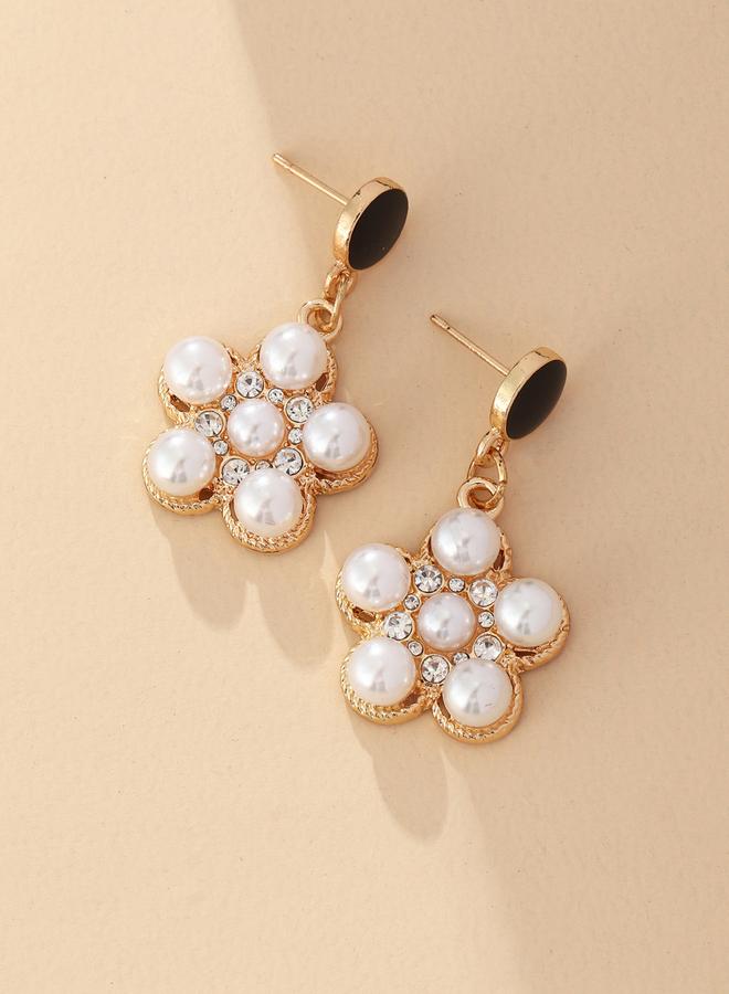 Take Two Faux Pearl Floral Drop Earrings - Image 2
