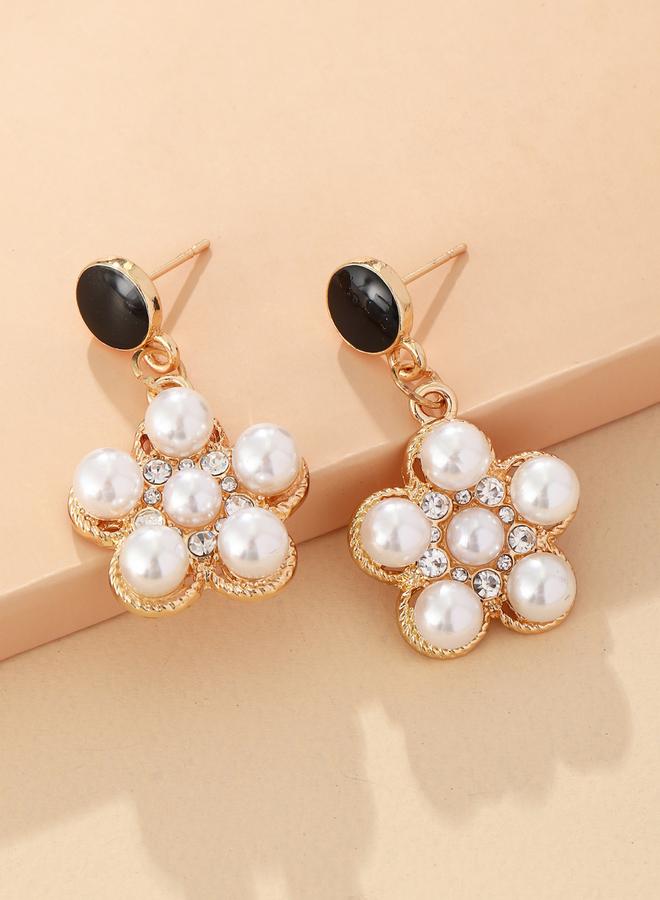 Take Two Faux Pearl Floral Drop Earrings - Image 4