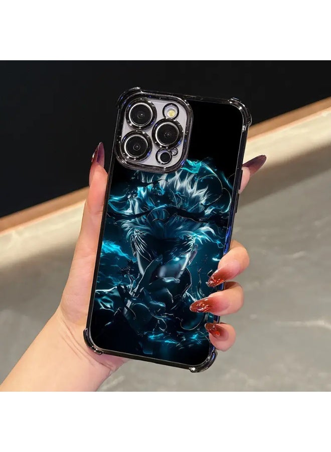 Temu Luxury and stylish cartoon character pattern phone case, features raised edges to protect the phone from shocks and a transparent back to protect against drops, suitable for iPhone 15 Pro Max - Image 1