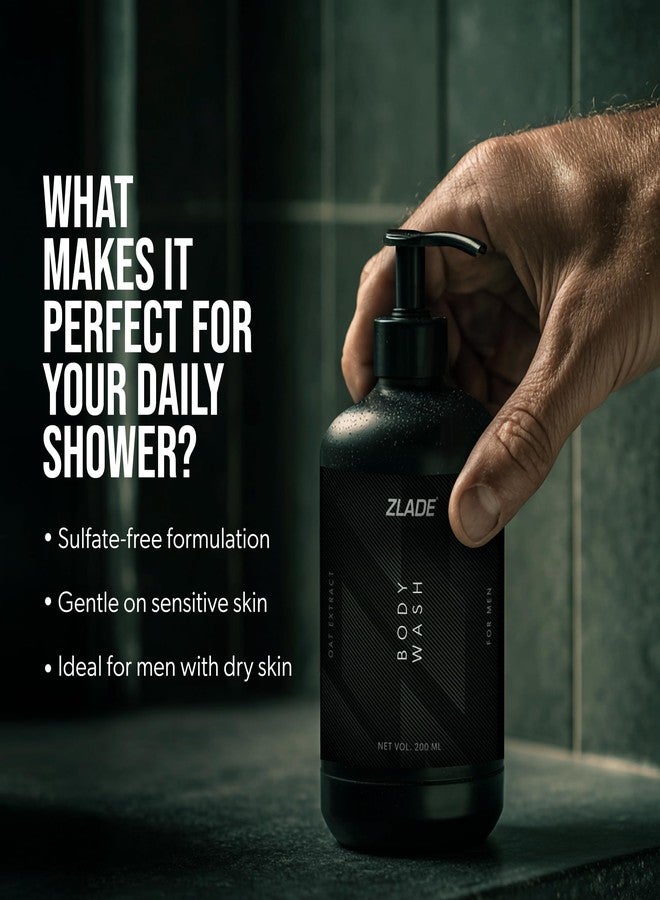 Zlade Body Wash for Men with Niacinamide & Oat Extract | Soothing & Hydrating | Sulfate-free 200 ml - Image 3