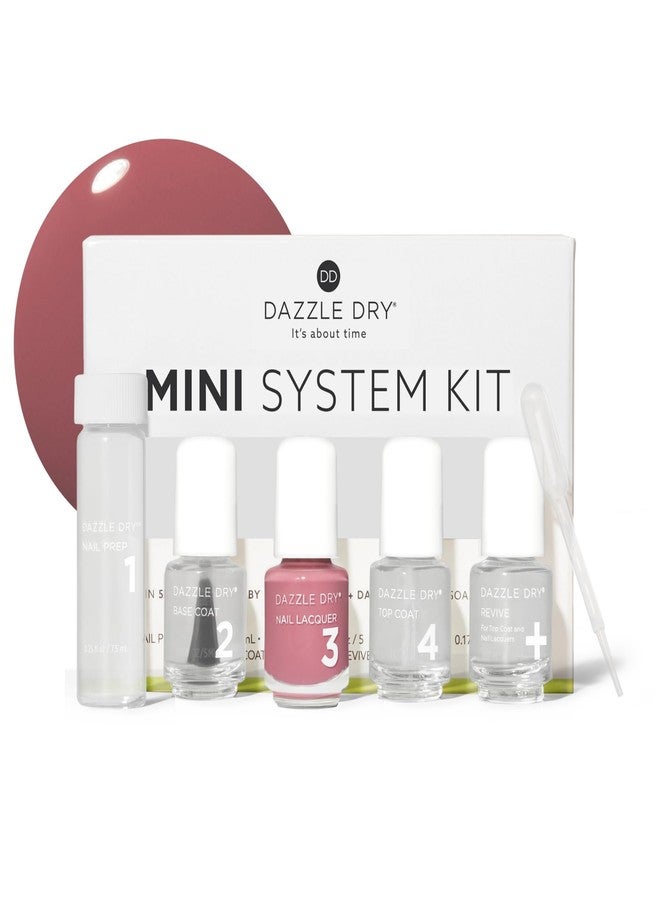 Dazzle Dry Mini Kit 4 Step System - Heart's Caress, a medium dusty rose. Full coverage cream. (5 Piece Kit / 5 Manicures) - Image 1
