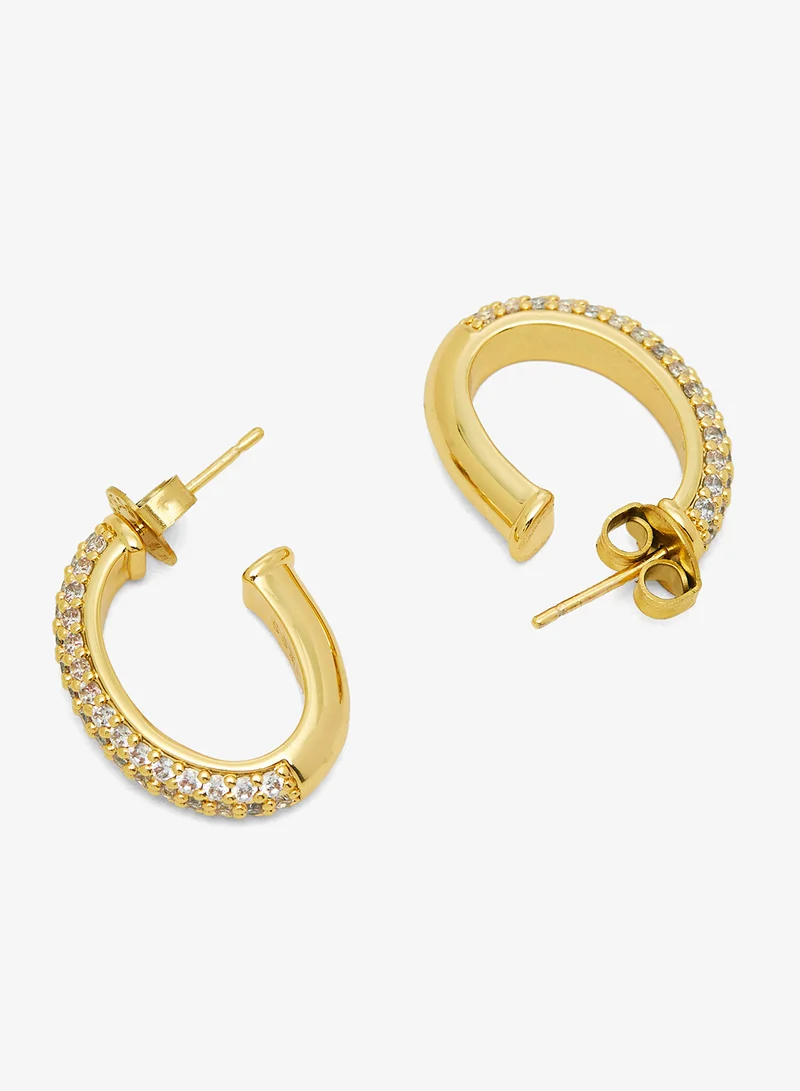 GUESS Essenza Pave Hoop Earrings