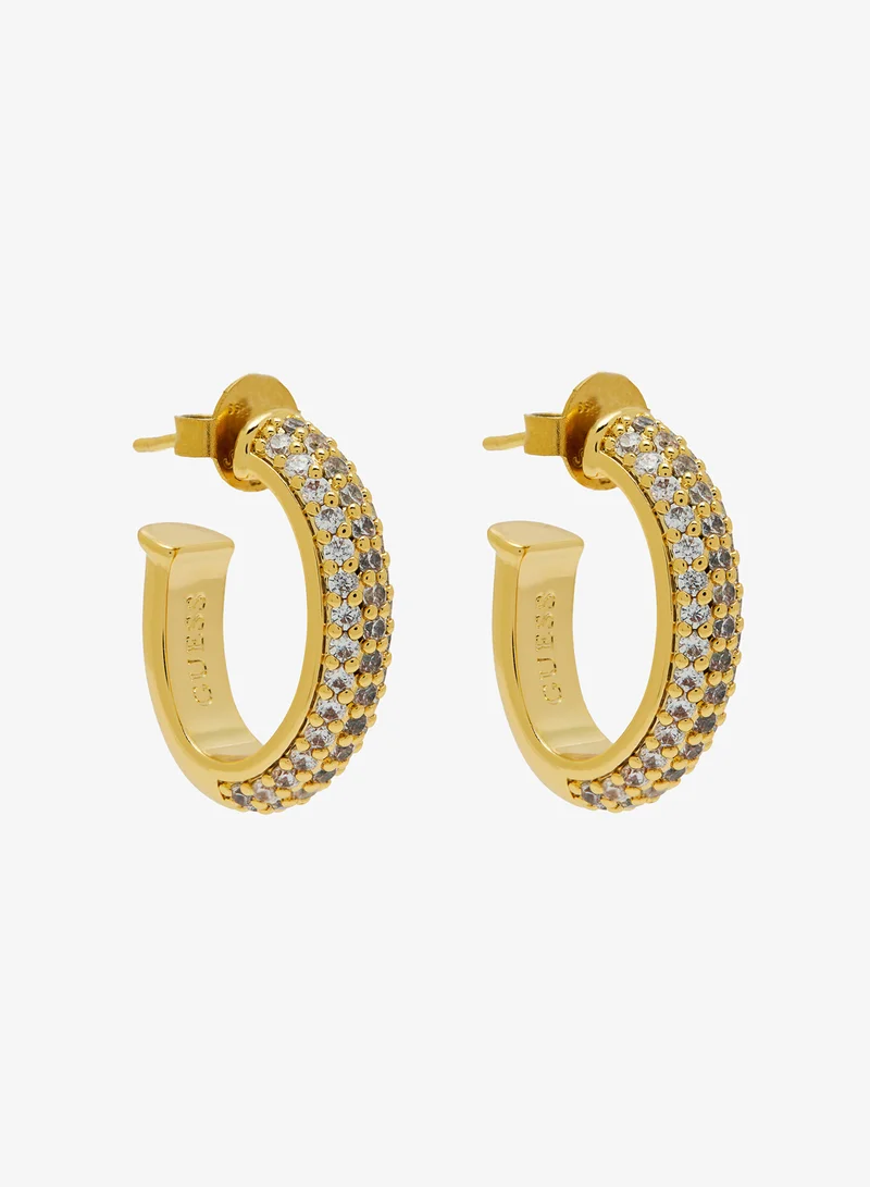 GUESS Essenza Pave Hoop Earrings