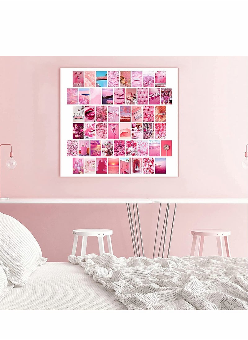 Generic - Aesthetic Wall Collage Kit - 50PCS Pink Posters for Bedroom Decor, Perfect for Teen Girls' Room Styling - Image 1