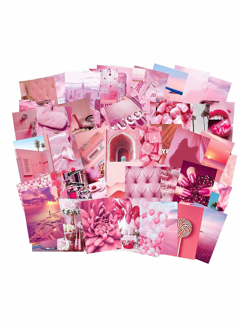 Generic - Aesthetic Wall Collage Kit - 50PCS Pink Posters for Bedroom Decor, Perfect for Teen Girls' Room Styling - Image 1