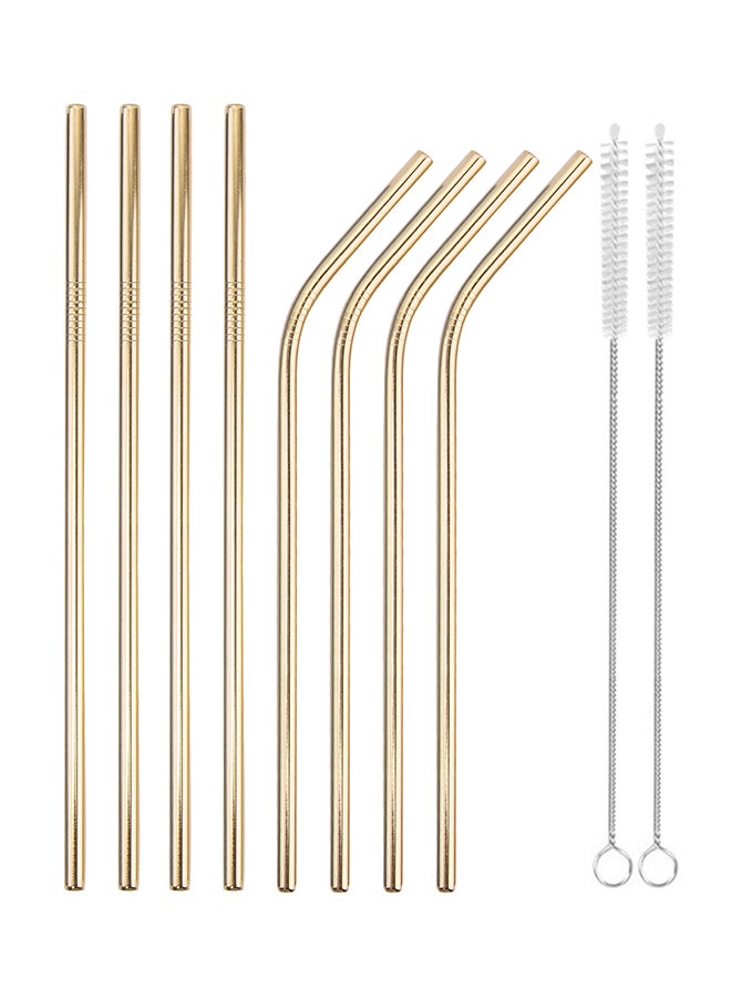 طقم ماصات خفيفة للشرب مكون من 10 قطع ذهبي فاتح 21.5x0.6Ø³Ù†ØªÙŠÙ…ØªØ± - Image 1