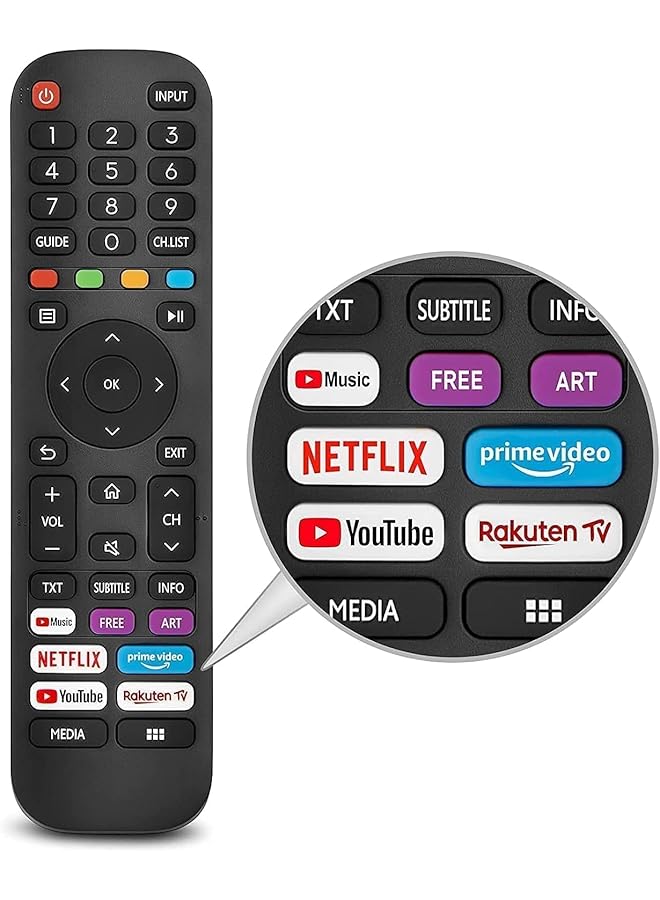 ELTRAZONE Universal TV Remote Compatible with Hisense VIDAA Smart 4K UHD LED TVs | Supports Netflix Prime Video YouTube | Works with EN2G30H EN2A30 EN2Q30H EN2B30H | Plug & Play - Image 1