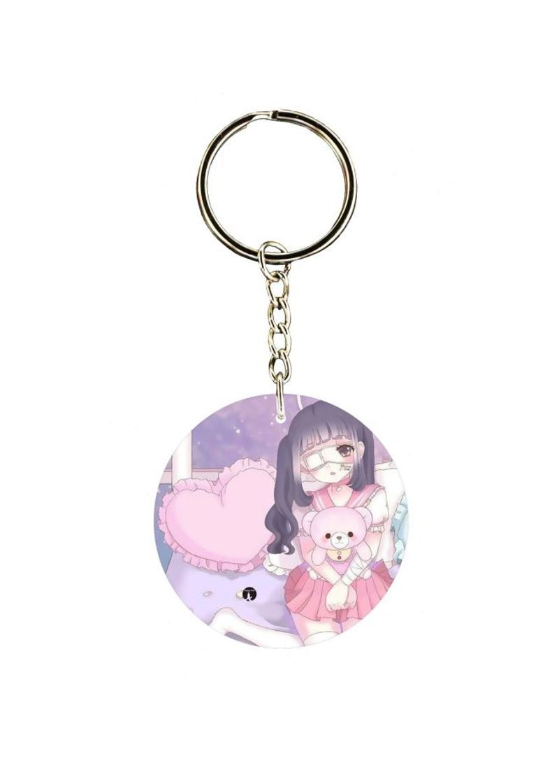 Cartoon Girl Printed Keychain