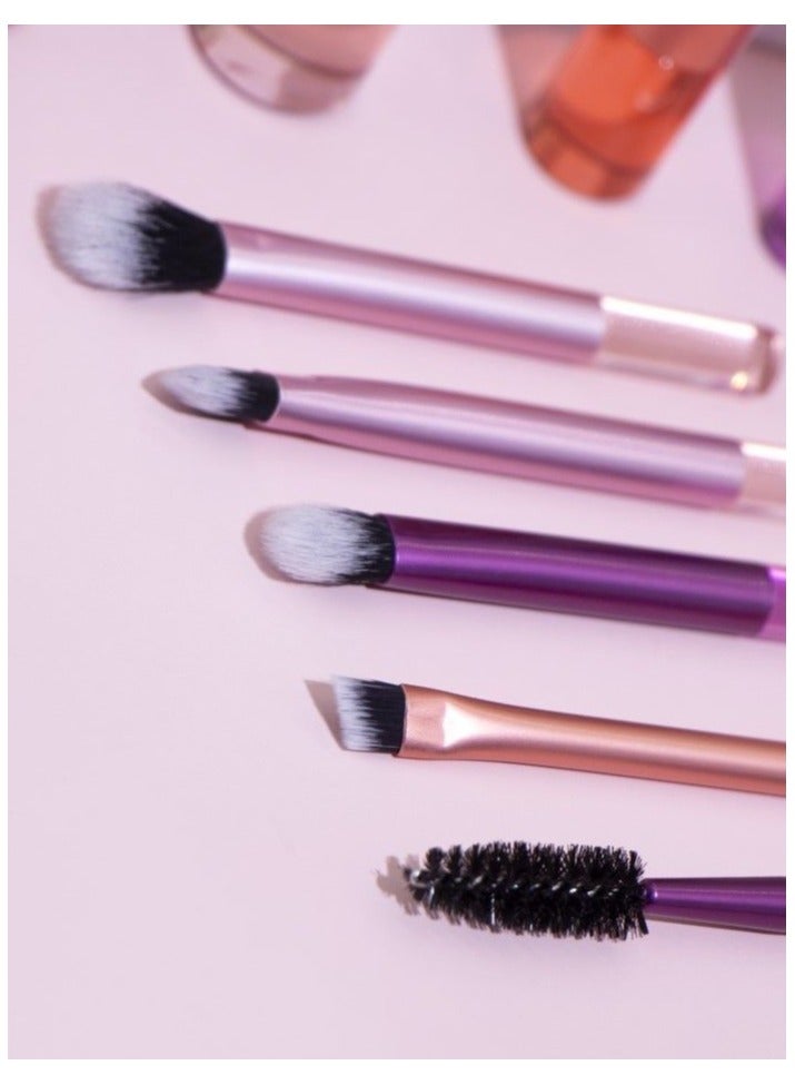 general 10 Mini Makeup Brushes Crystal Handle Portable Powder Brush Short Handle Brush Mini Crystal Handle 10 Brush Set + Brush Bag [Double Color] - Image 4