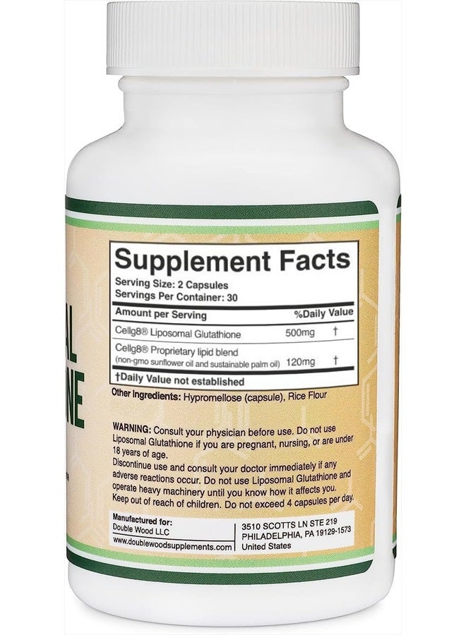 Double Wood Supplements Liposomal Glutathione 500mg per Serving, 60 Capsules - Image 2