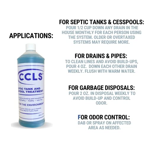 CCLS Septic Tank and Cesspool Treatment Additive/Organic Enzyme Producing Bacteria/Non-Toxic/Non-Hazardous/Non-Corrosive (1-Quart) - Image 2