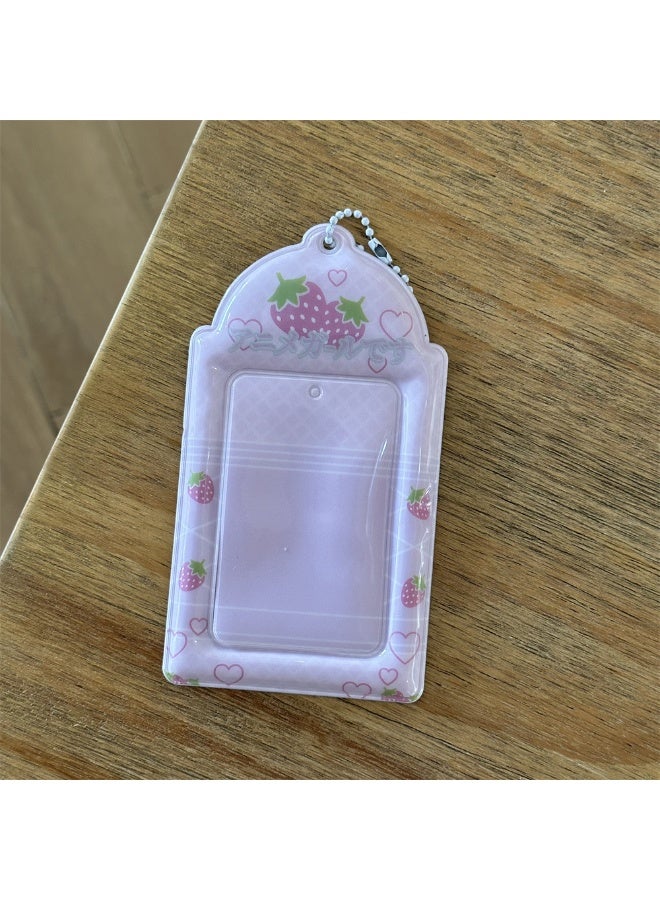 NIBEMINENT 1 - Piece Strawberry Melody Gemini Kpop Photo Card Holder Pendant Key Chain ID Badge Holder ID Card Holder Photo Card Protector for School ID Office ID Access Card for Women Girls - Image 1