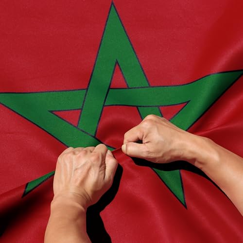 Anley RipProof Double Sided 3Ply Morocco Flag 3x5 Foot Vivid Color Canvas Header and Wrinkle Resistant The Strongest Longest Lasting Moroccan National Flags 3 X 5 Ft - Image 1