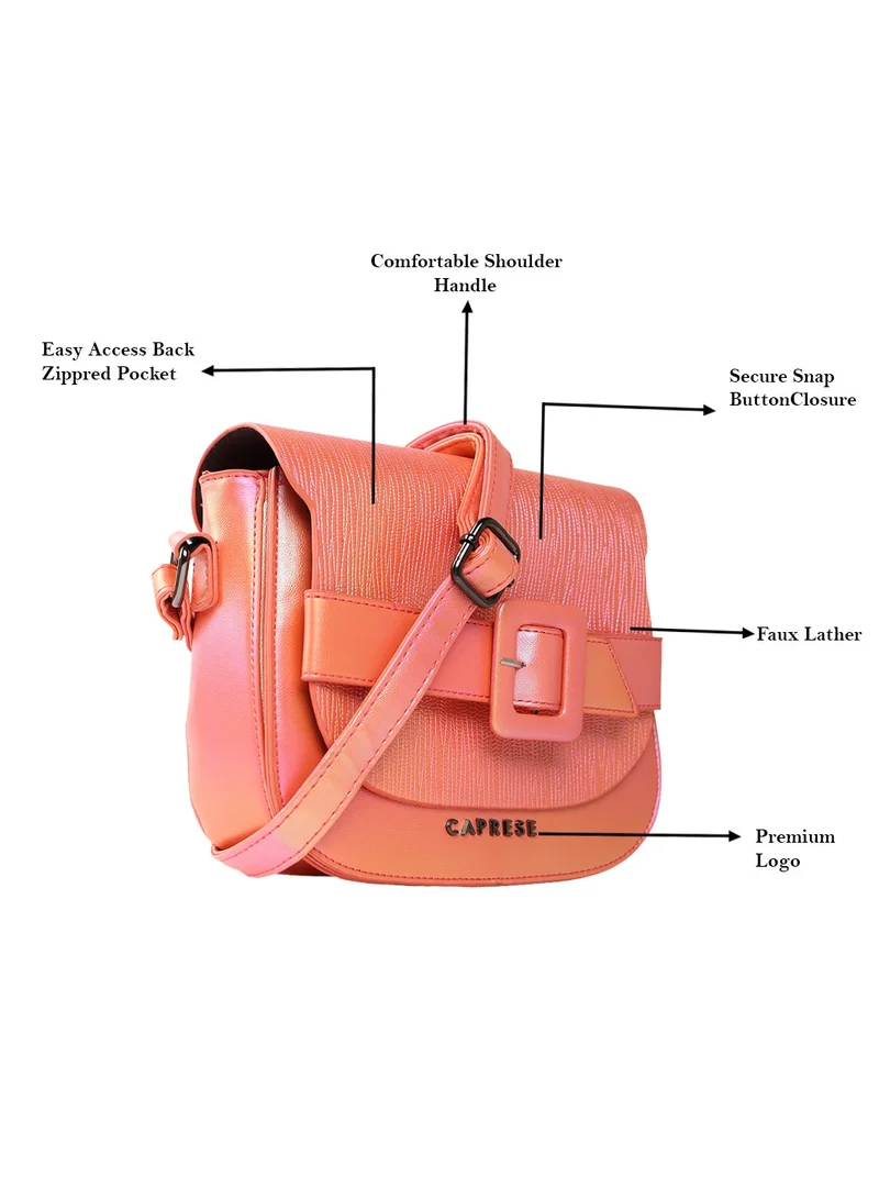 CAPRESE Caprese Theia Iridescent Pink Faux Leather Small Sling Bag