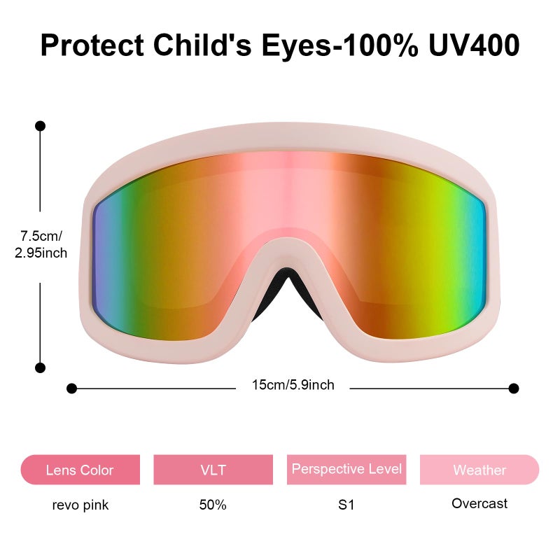 YooxArmor OTG Kids Ski Goggles, Kids Snowboard Goggles for Boys Girls Toddler Youth, Kid Snow Goggles Anti-Fog 100% UV400 Protection Age 6-14, Christmas Snowman - Image 3