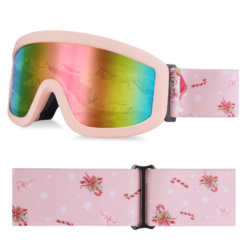YooxArmor OTG Kids Ski Goggles, Kids Snowboard Goggles for Boys Girls Toddler Youth, Kid Snow Goggles Anti-Fog 100% UV400 Protection Age 6-14, Christmas Snowman - Image 1