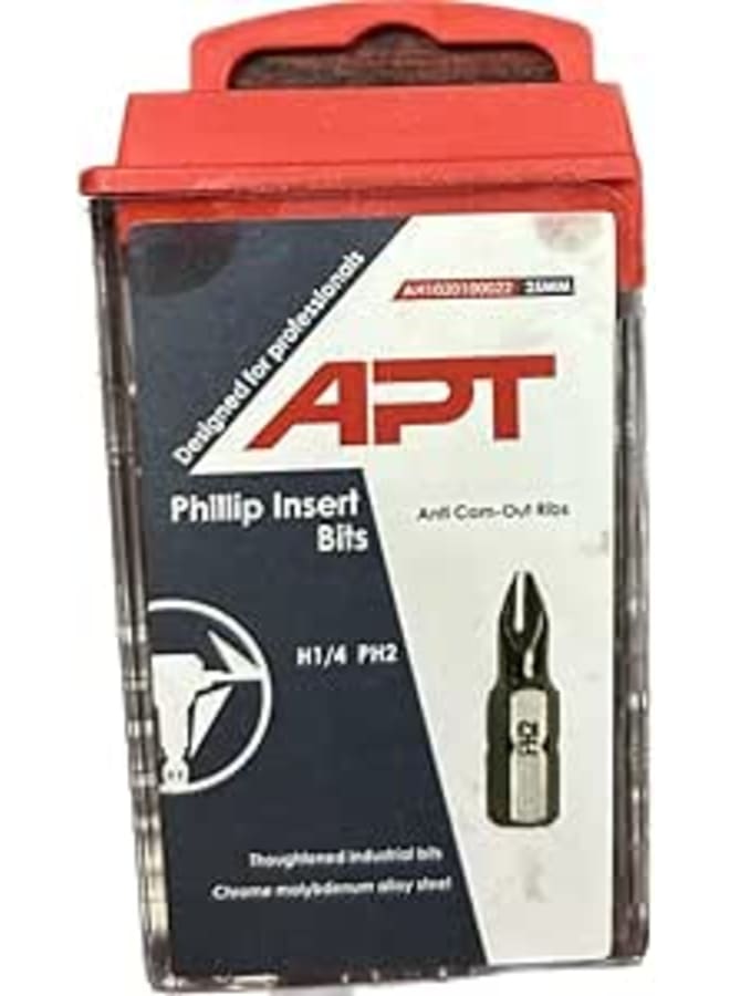Apt APT HT PH2 Phillip Insert Screwdriver Bits 20-Pieces Set, 25 mm x 2 mm Size