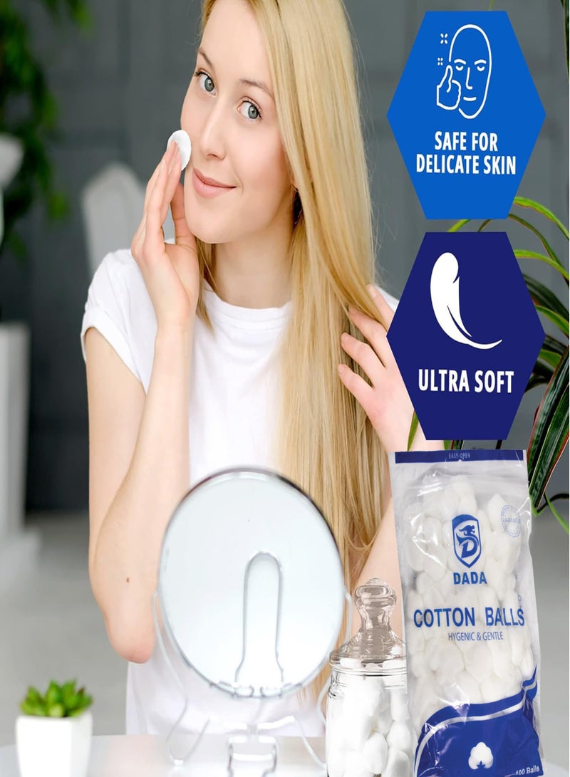 دادا DADA Beauty Cotton Balls, 100% Pure Cotton, Soft and Absorbent, 100 Count, Pack of 2 - Image 3