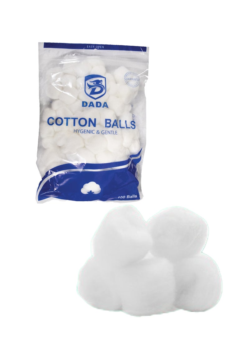دادا DADA Beauty Cotton Balls, 100% Pure Cotton, Soft and Absorbent, 100 Count, Pack of 2 - Image 1