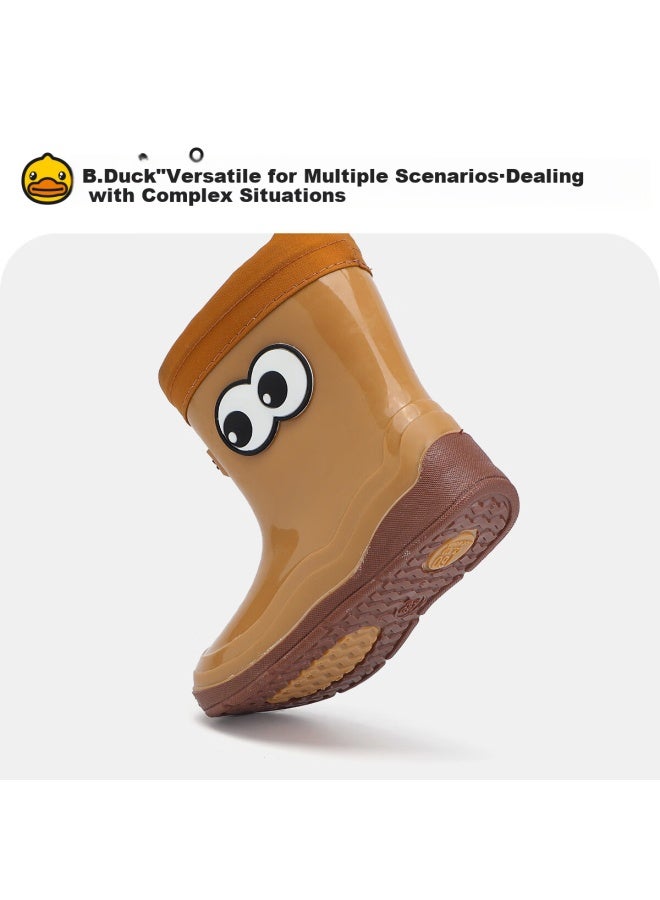 B.duck Children's Rain Boots, Cute Cartoon Waterproof Shoes For Girls And Boys, Toddler Water Shoes, Style 5917, Brown, Size 24 - Image 3