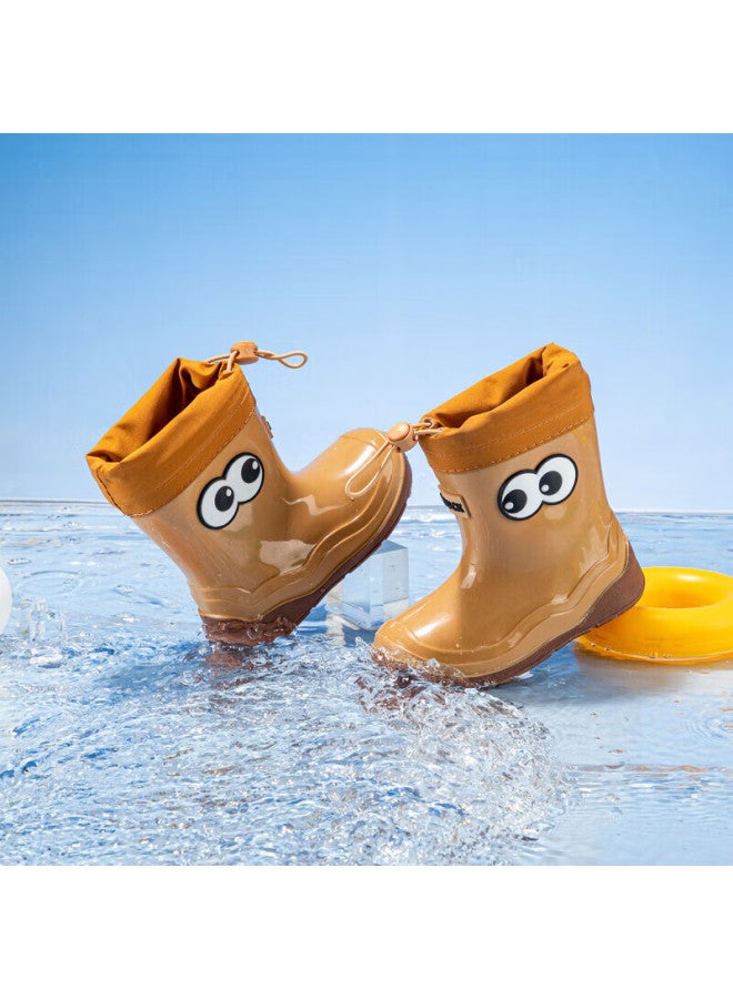 B.duck Children's Rain Boots, Cute Cartoon Waterproof Shoes For Girls And Boys, Toddler Water Shoes, Style 5917, Brown, Size 24 - Image 1