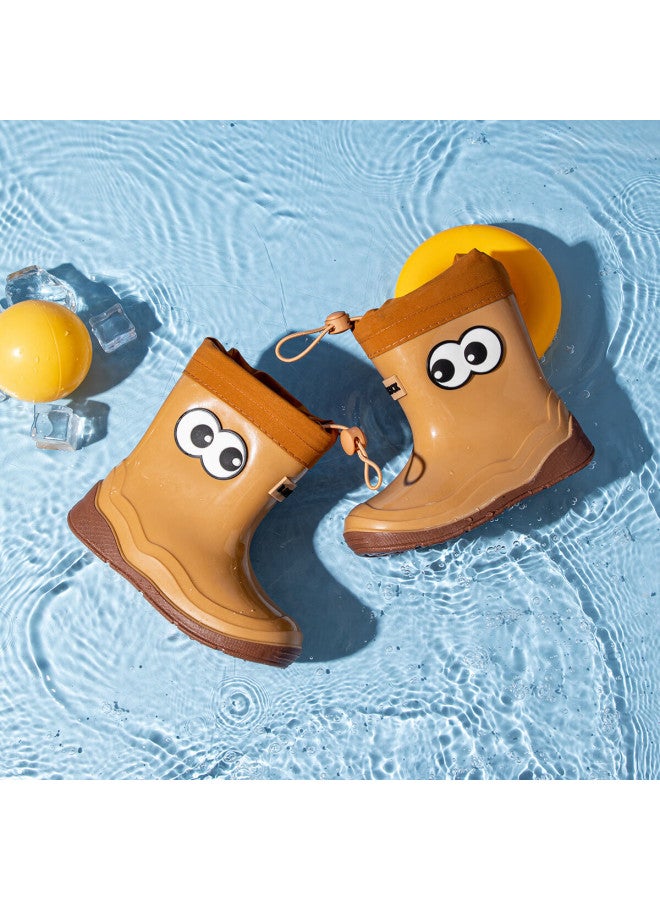 B.duck Children's Rain Boots, Cute Cartoon Waterproof Shoes For Girls And Boys, Toddler Water Shoes, Style 5917, Brown, Size 24 - Image 2
