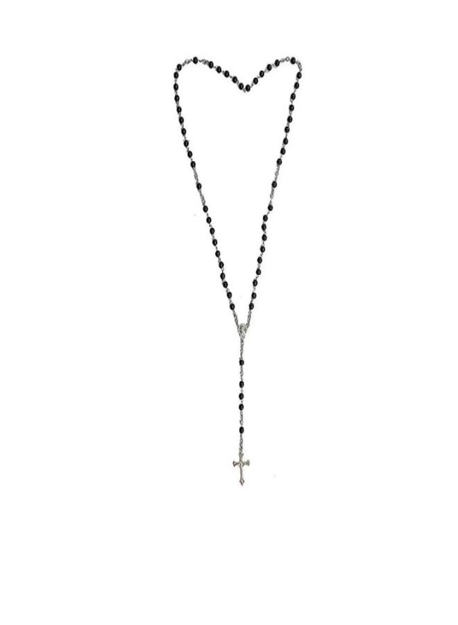 One Point Collections Jesus Cross Black Crystal Link Necklace Pendant Chain Dog Tag for Men and Boys - Image 1
