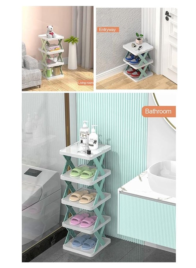 Generic Professional Design X-Shape Space Saving Multi-Layer Plastic Shoe Organizer for Narrow Doorways - 5 Layers (Multi Color)  - Image 3